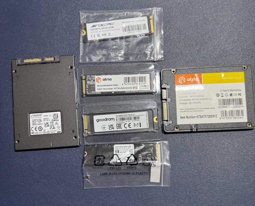 Продаю оперативку та SSD: DDR5 16GB, DDR4 16GB-8GB, SSD SATA - M.2