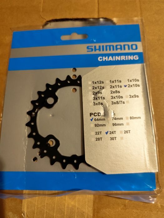 Nowa zębatka Shimano 24T, FC-M675 SLX 2x10 PCD64mm