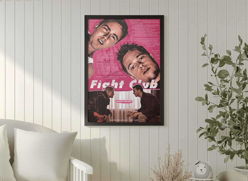 Plakat A3 Fight Club w ramie - różowy