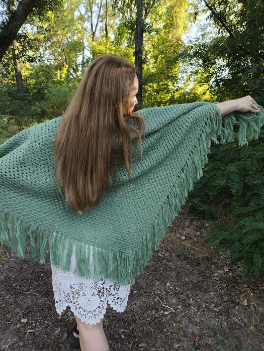 Платок шарф вязаный коза