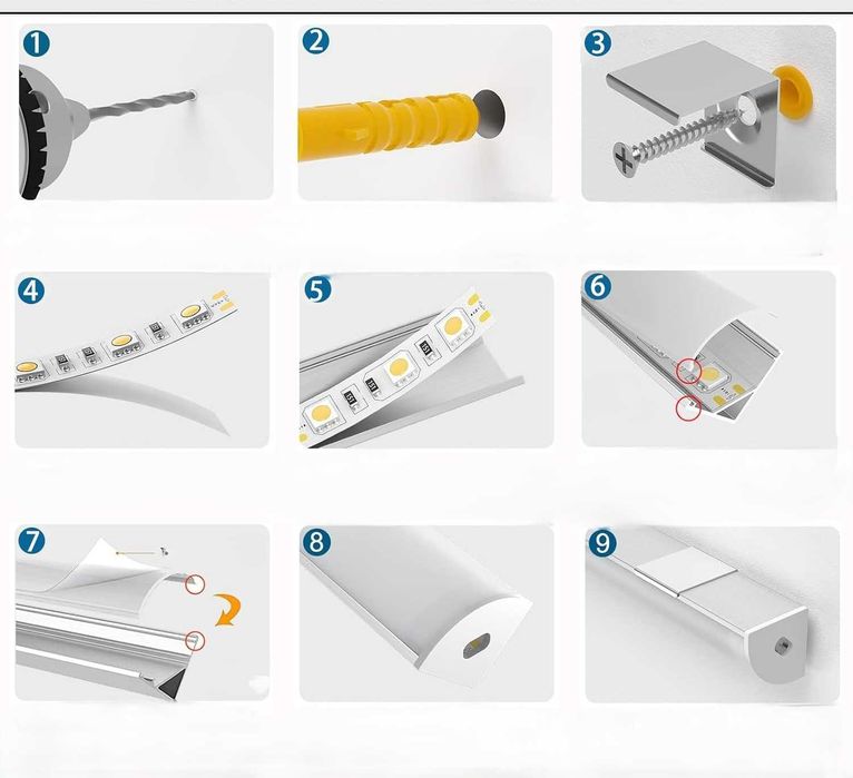 Chesbung profil LED aluminiowy V 1m 12 szt. z mleczną osłoną