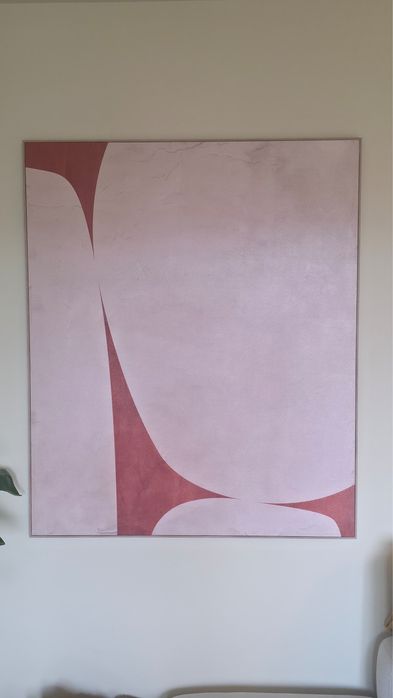 Quadro decorativo 100x120 cm com textura de gesso e Pintura decorativa 100x120 cm impressa em tela Elisa. Vendido junto ou separado