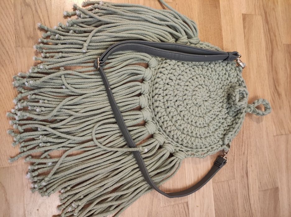 Boho bags ręcznie robione khaki torebka torba damska sznurek pleciona