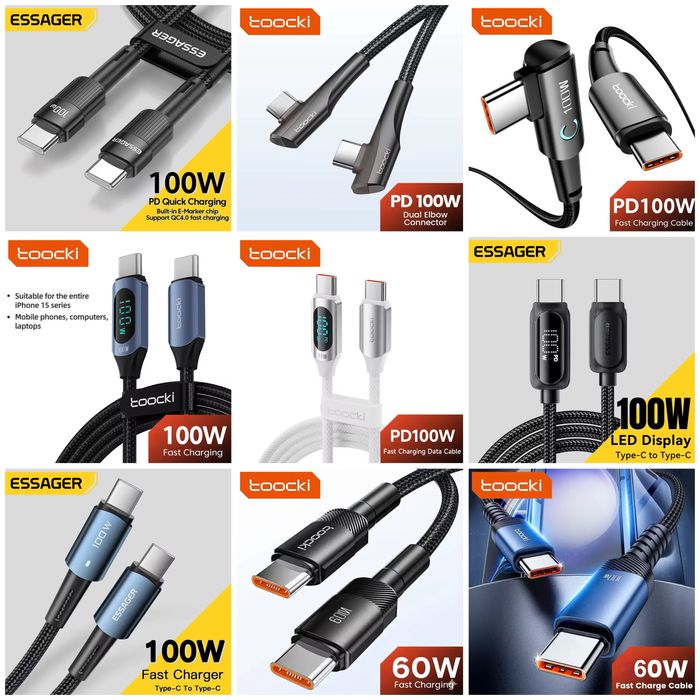 Швидка GaN зарядка PD QC 65w 67w Asometech Essager Baseus Toocki 33w