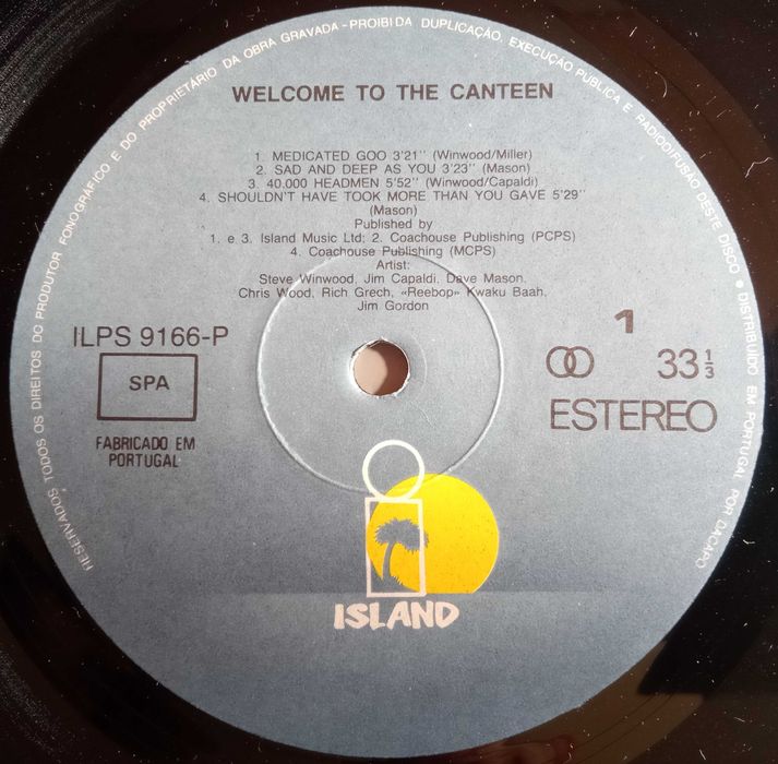 Traffic - - - - - Welcome To The Canteen - - - - - LP
