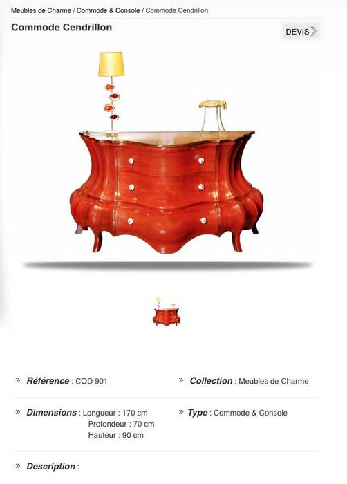 Movel / Consola / Comoda Cendrillon - Bombe Chests - Design Romantica