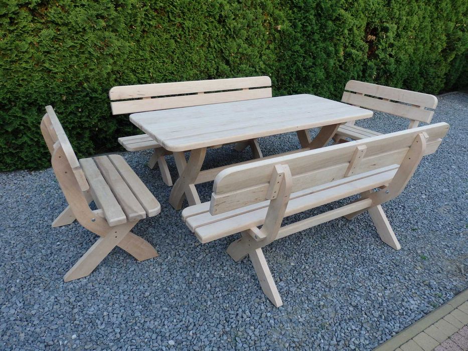 Meble ogrodowe ławy stół ZESTAW 180 cm olchowe od PRODUCENTA