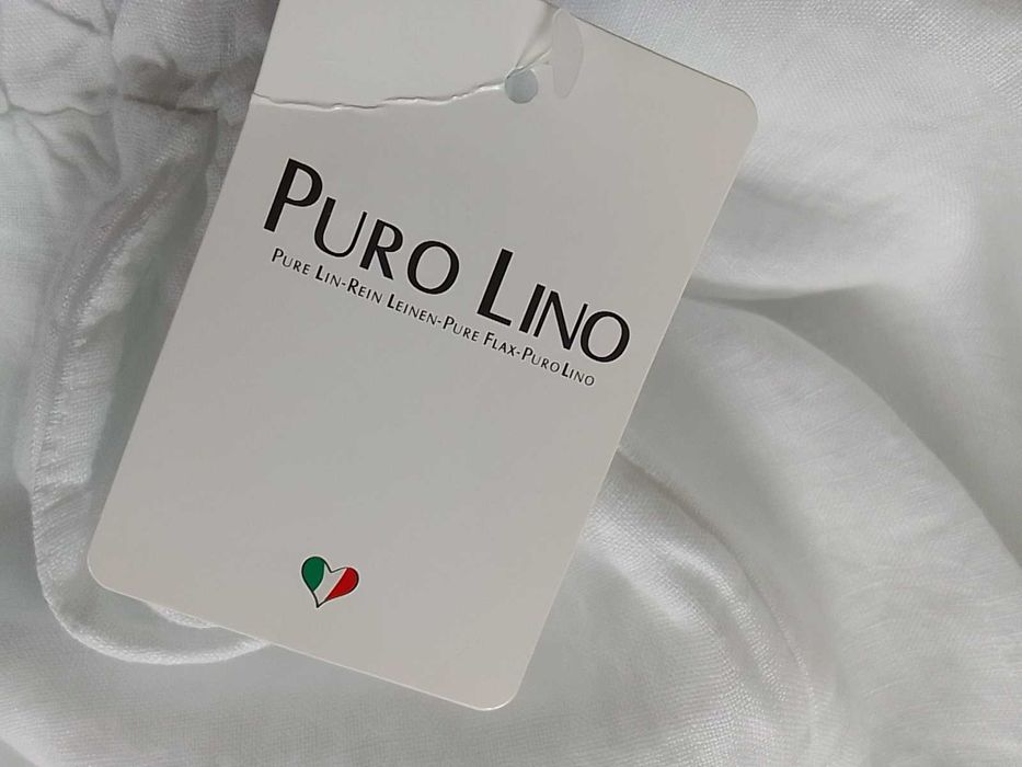 Nowe Białe lniane spodnie 100% le puro lino S M L uniwersalne