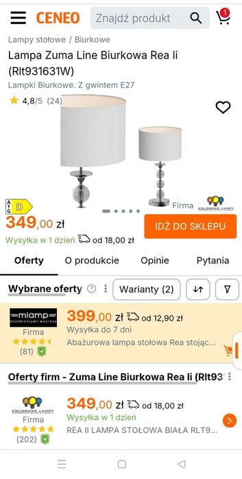 Piękna lampa stołowa
