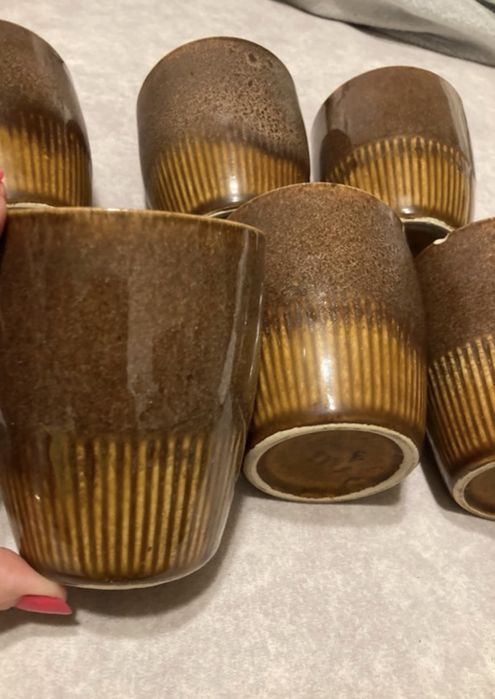 Kubki zestaw 6 szt bez ucha prl Mirostowice ceramika