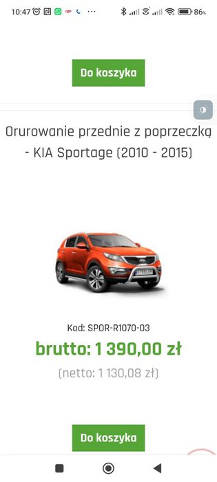 Orurowanie przednie , kangur Kia Sportage 2010-2015