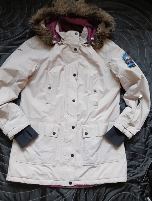 Damska kurtka, jesienno-zimowa, outdoor z kapturem, r.42, l/xl, beżowa, Bonprix