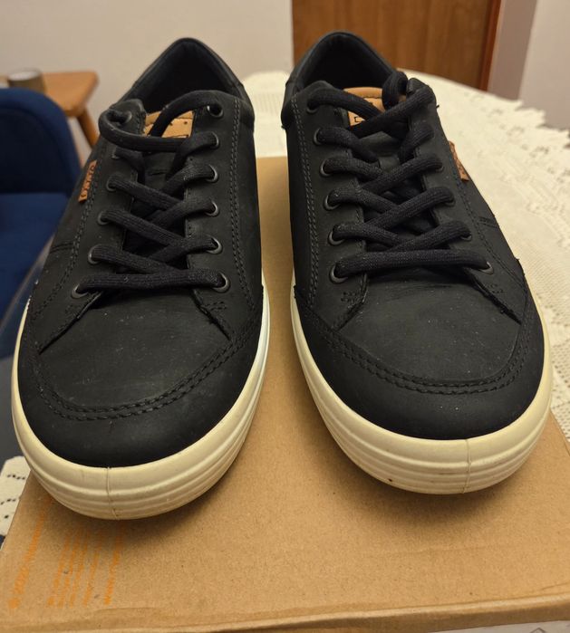Skórzane buty sneakersy ECCO Soft 7 Męskie r. 44 Czarne Nubuk