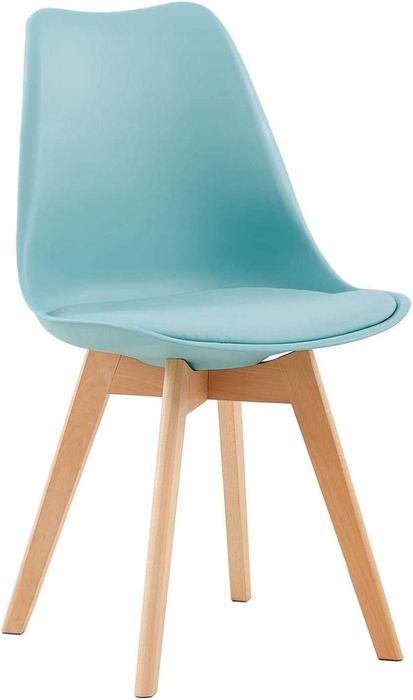 Zestaw KRZESEŁ krzesła 4szt. błękitne miękkie siedzisko DaMaOutlet.pl