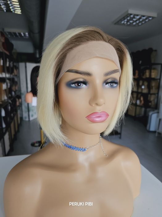 Peruka z włosów naturalnych w 100% blond odrost Ala lace front