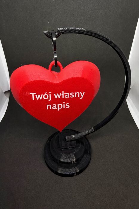 Personalizowane serce 3D z różą i wlasnym napisem -elegancka dekoracja