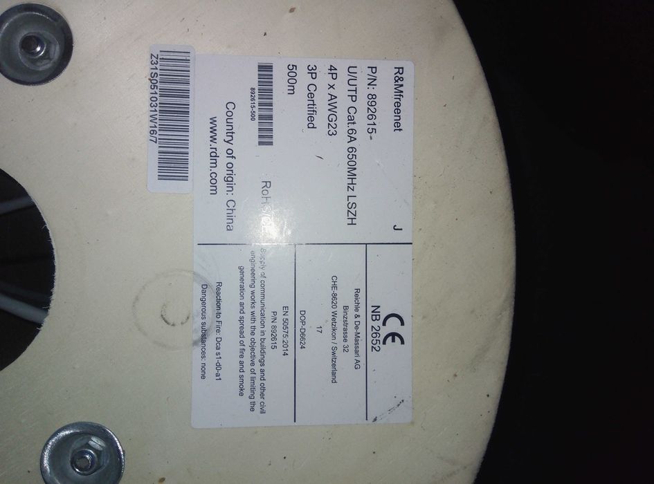 Bobine cabo UTP cat6 a