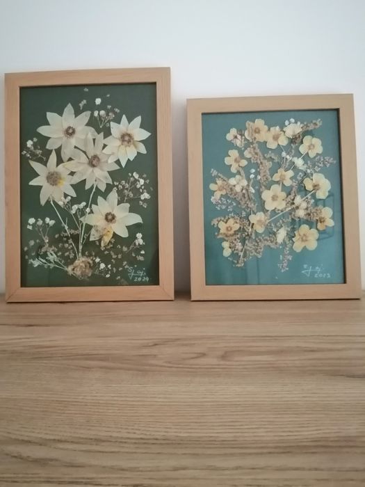 Obraz ręcznie wykonany bukiety kwiatowe naturalne