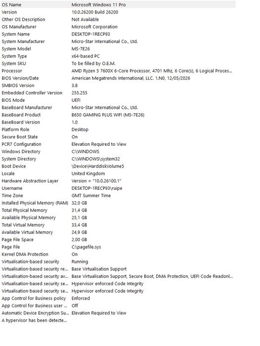 PC Desktop  32GB RAM - RX 7800XT 16GB - Ryzen 5 7600X