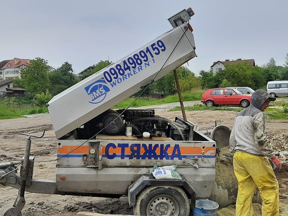Машинна стяжка,стяжка підлоги квартир котеджів по теплій підлозі