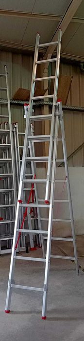 Escada Tripla Alumínio 3m+3m+3m | Degrau Quadrado... FÁBRICA