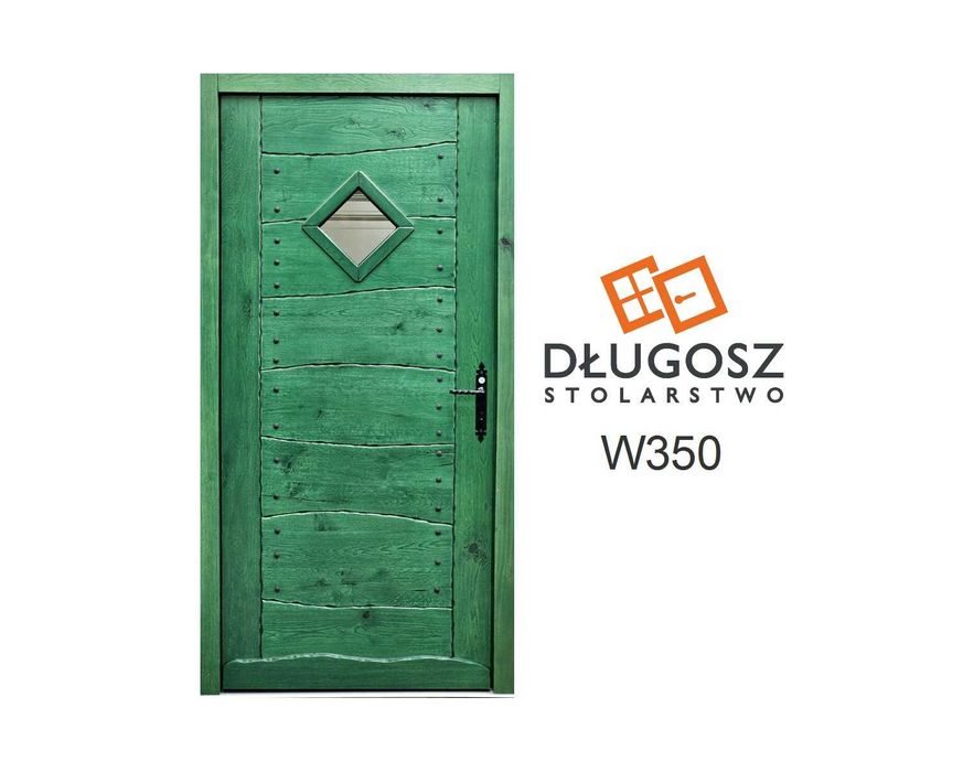 Drzwi DŁUGOSZ drewniane zewnętrzne wejściowe góralskie dębowe GOTOWE