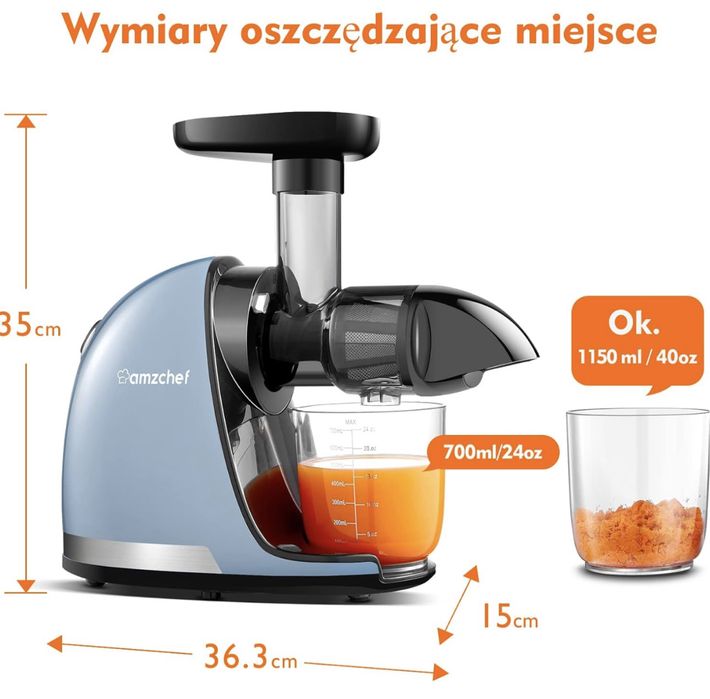 Nowa sokowirówka, wyciskarka wolnoobrotowa 4w1, AMZCHEF