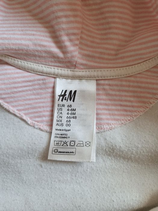 Dresik biały z różowa żyrafą h&m 68
