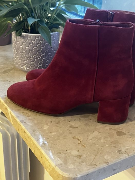 Botki Högl bordowe 38.5 zamszowe