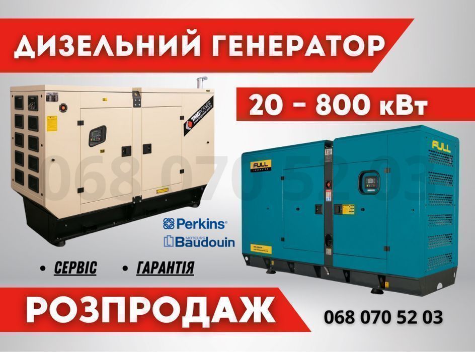 Розпродаж! Дизельный генератор 20 - 800 кВт +АВР Teksan Fogo