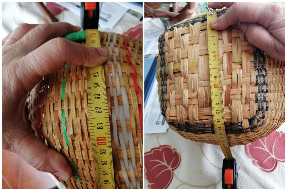 Cesta redonda com tampade vime antiga