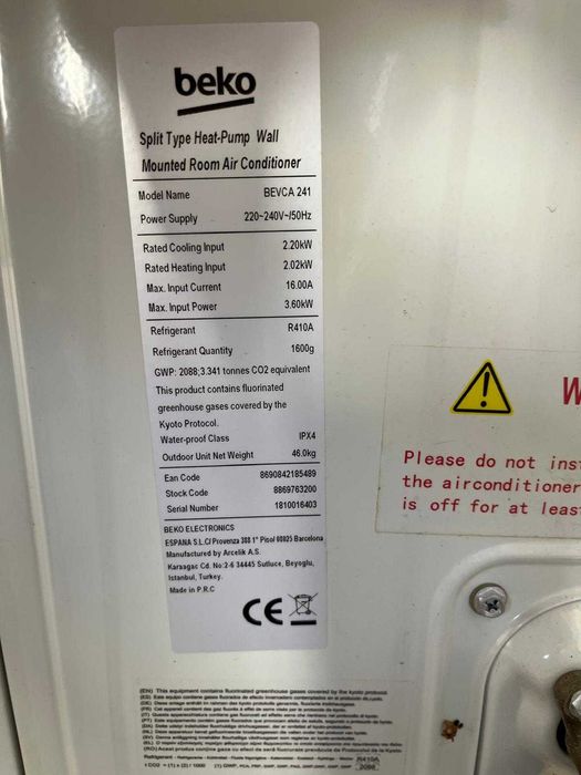 Ar Condicionado BEKO Inverter 24.000 BTU Quente/Frio Completo + Comando
