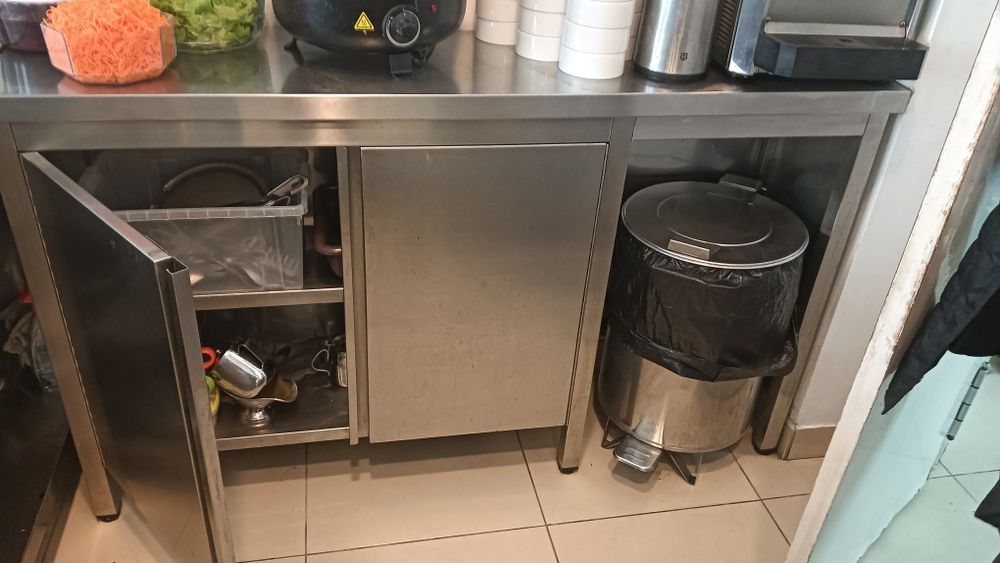 Bancada inox com lixo+oferta