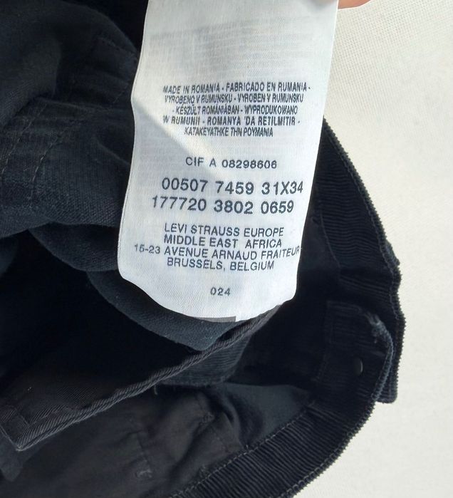 Sztruksowe Spodnie Levi’s Czarne 31x34
