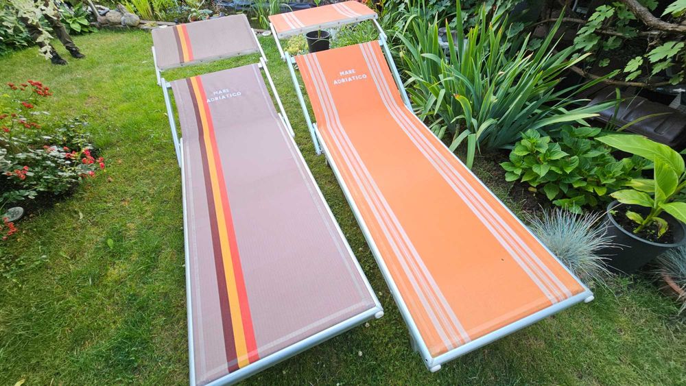 Leżak ogrodowy z daszkiem aluminiowy