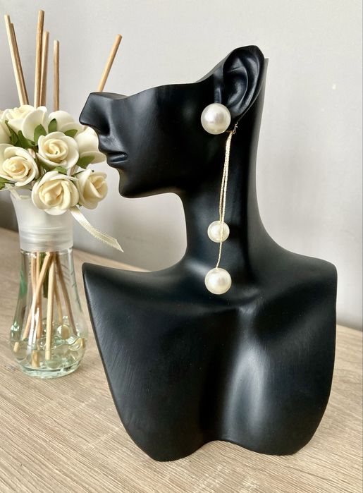 Kolczyki Damskie kwiatki perełki dłuższe eleganckie 2 w1