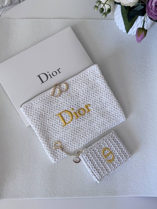 Біла косметичка /клатч Dior Summer Pouch