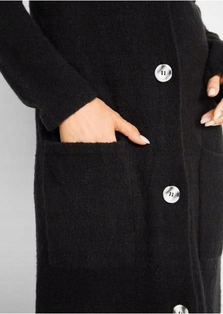 B.P.C długi czerwony sweter rozpinany z kieszeniami ^40/42