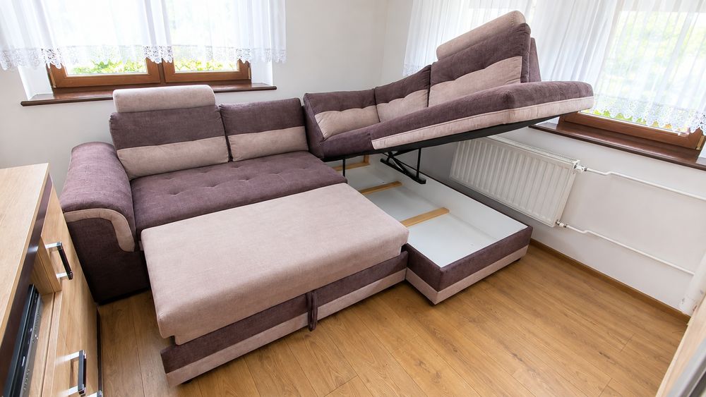 Kanapa narożna z funkcją spania Kawa/Cappuccino Beige