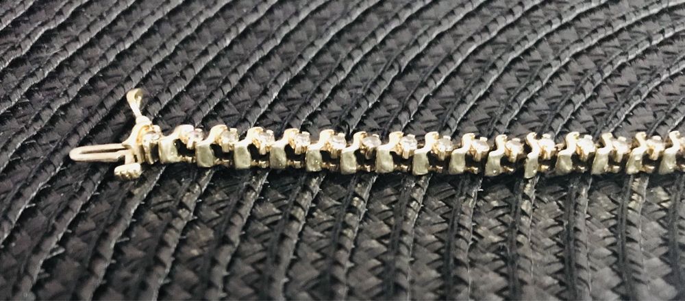 Piekna złota 585 bransoleta z 49 diamentami