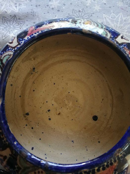 Stareńkie okrągłe naczynie – szkatułka, ręcznie robione, unikat