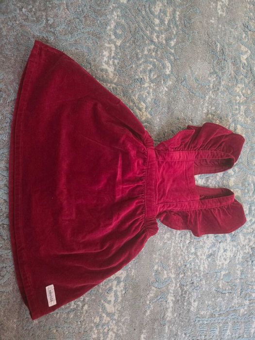 Sukienka ogrodniczka Newbie r 80 czerwona swiateczna