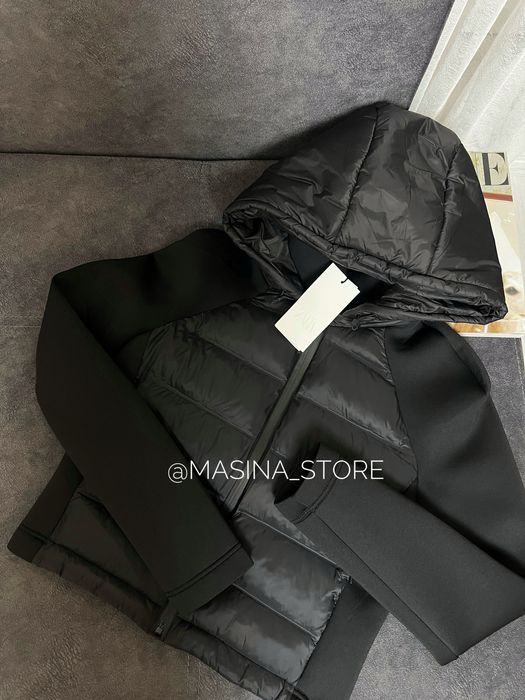 Нова куртка стьобана Zara жіноча S, M неопренові рукава оригінал чорна