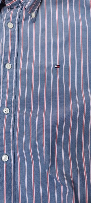 Koszula Męska Tommy Hilfiger Paski Niebiesko-Czerwone Rozmiar L