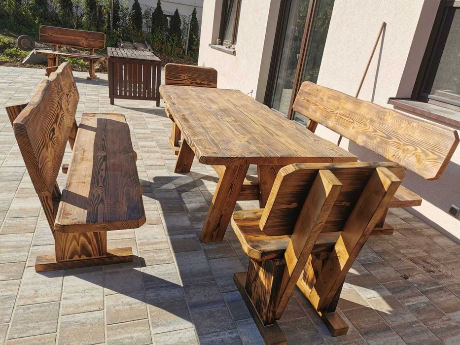 Meble ogrodowe drewniane góralskie biesiadne LITE DREWNO :