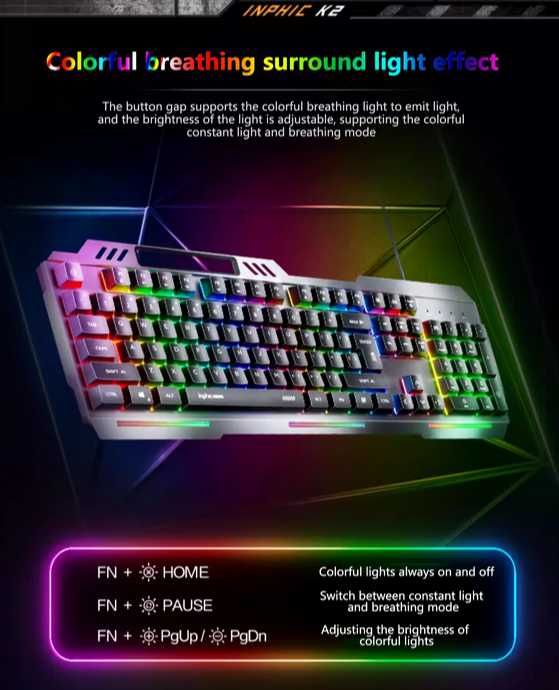 Teclado Inphic K2 Gaming Robusto de alta qualidade