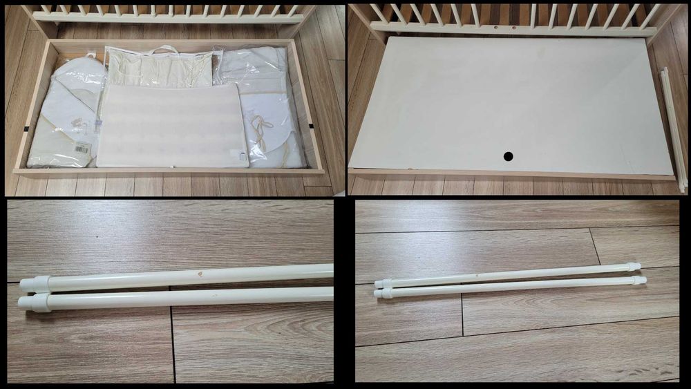 Łóżeczko z szufladą i akcesoriami