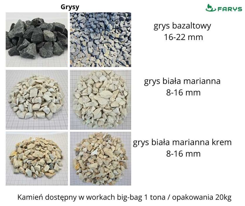 Kamień dekoracyjny i budowlany, grys, otoczak, kostka granitowa.