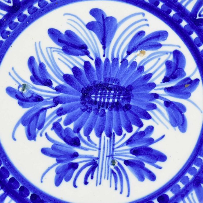 Grande prato em Faiança, pintado à mão, Azul e branco