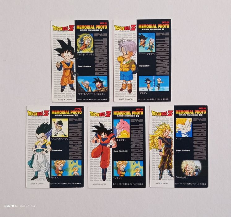 Cartas dbz Dragon Ball Z série Memorial Photo reedição 1996   Cada 1€